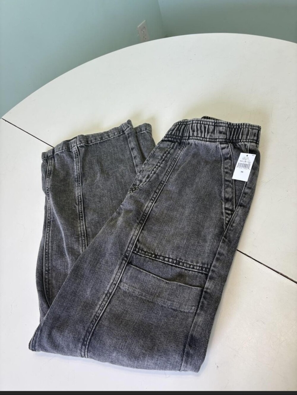 GAP Women's High-Rise Wide-Leg Denim Jeans Drawstring Pockets XS NWT
